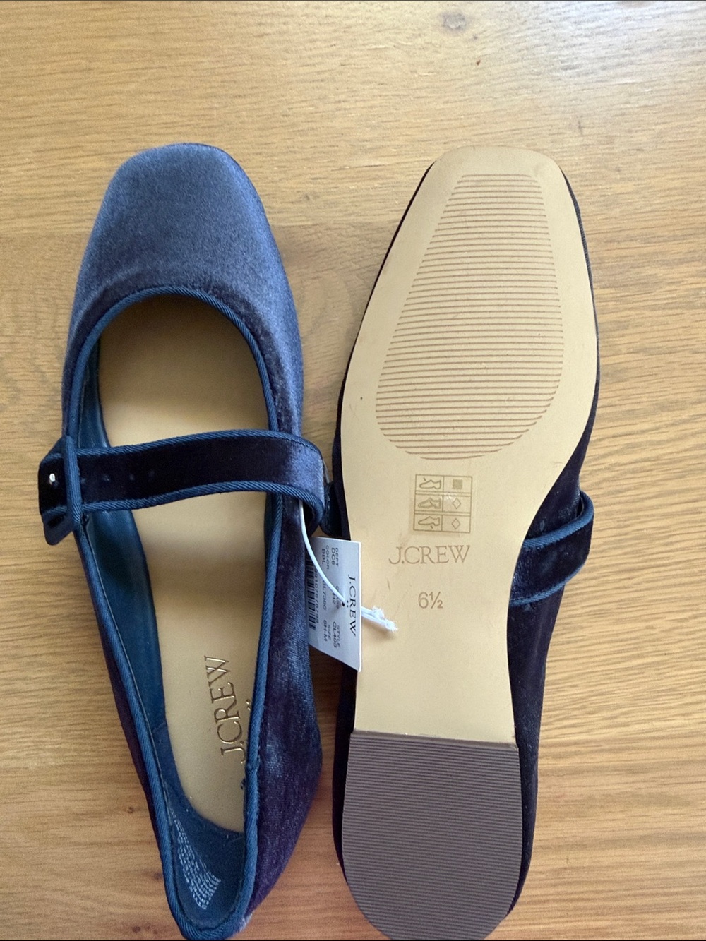 J. Crew Navy Velvet Mary Jane Flats with Buckle Strap - Picture 4 of 6